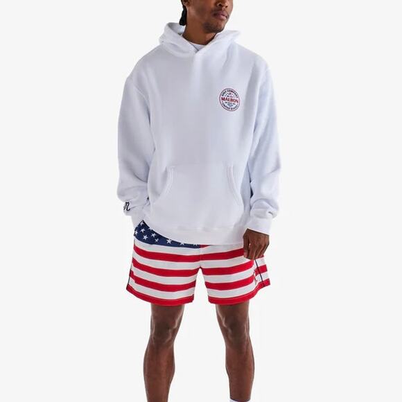 Malbon Eagle Buckets White In Golf We Trust Logo Hoodie M NEW Blue Sweatshirt - Picture 1 of 7